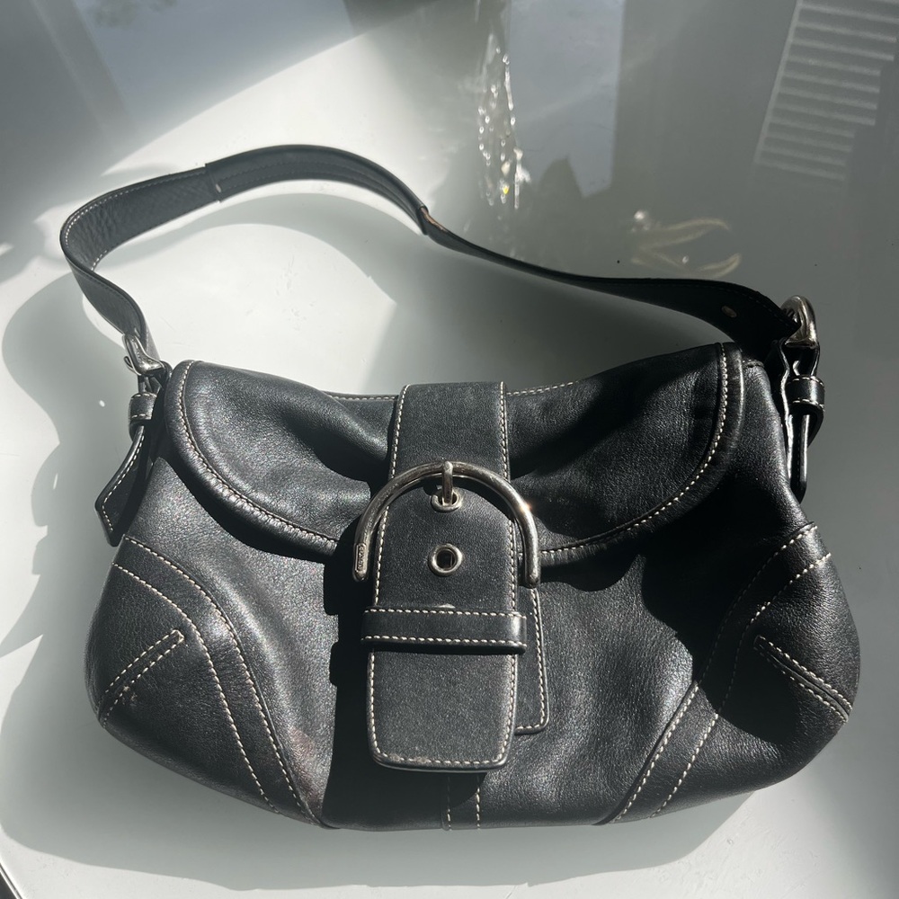 Coach Black Leather Shoulder Bag
